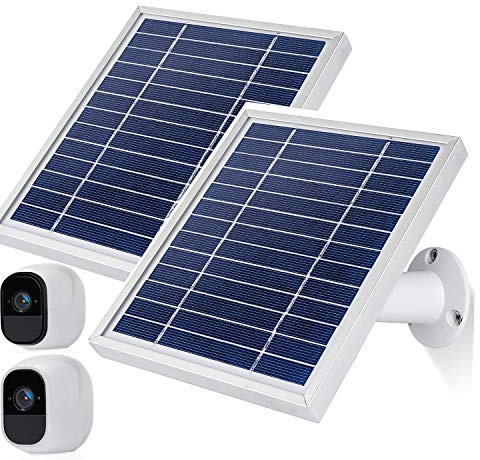 iTODOS Solar Panel Compatible with Arlo Pro and Arlo Pro2 Camera,11.8FT Power Cable and Adjustable Mount(2 Pack, Silver)