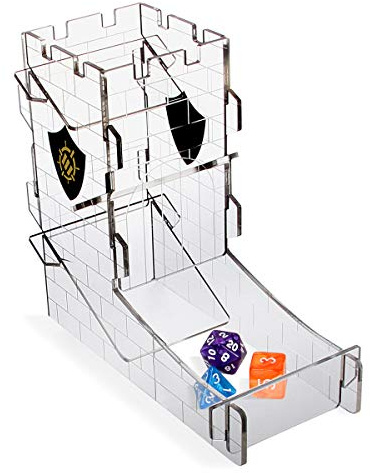 ENHANCE Torre dei Dadi Vassoio per Dadi per Giochi di Ruolo da Tavolo - Design Della Torre del Castello, Rullo per Dadi Portatile, Rotoli Fino a 14 Dadi Standard Contemporaneamente - Castello Inciso
