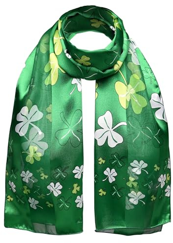 Écharpes rondes rondes en satin avec motif trèfle de chance pour femme - - taille unique