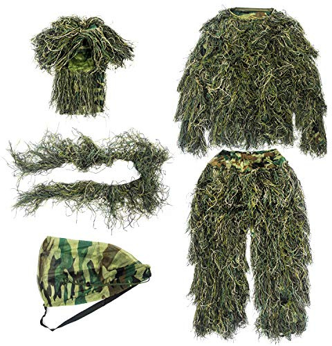 GUGULUZA Tenue de Camouflage 3D pour Adultes Ghillie Suit pour la Chasse en Forêt de la Jungle