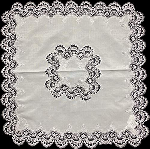 EUROSTYLE centrotavola copritavolo Art. Anemone tovaglia Striscia da Tavolo con Applicazioni in Pizzo Macrame Ricamato in Tessuto Raso (Centrotavola Quadrato 85x85cm,Colore Pizzo Grigio)