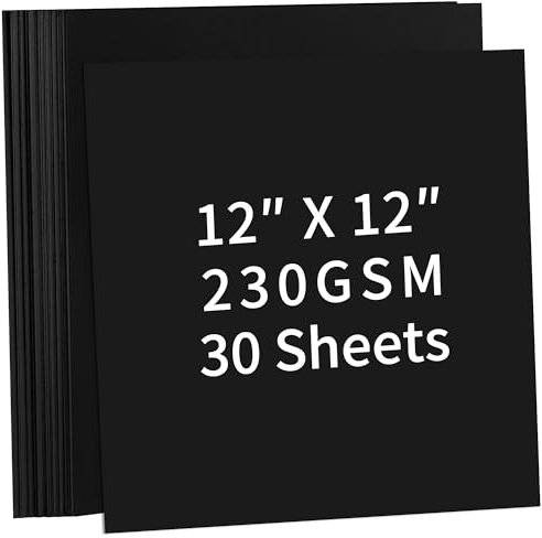 30 Sheets Black Cardstock - 12'' x 12'' 230gsm/85lb Cover Card Stock Paper 30 × 30cm Square Card Paper for Scrapbooking, Crafts, Business Cards UAP05BK