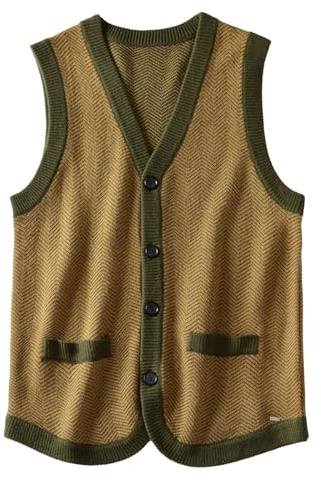Giubbotto in Maglia Uomo Gilet Solido Leggero Termico, DXL Gilet Grande e Alto, Marrone Oliva, 3X-Large