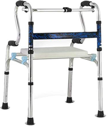 Sgabello sedia Walker senza ruota pieghevole telaio da passeggio per disabili telaio da passeggio a quattro zampe bastone sedia a rotelle (colore: blu), colore: blu (colore : blu