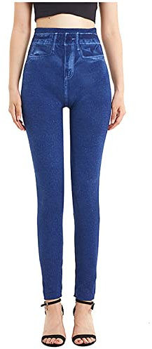 rtdgcv Snowboard Protektoren Hose Damen Bedruckte, hochelastische, Enge, Nahtlose Cropped-Jeansimitation für Damen Hose Damen Sommer (Blue, M)