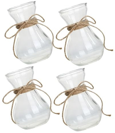 HOMSFOU 4 Stück Hyazinthenvase Terrarium Luftpflanzen Kleine Vase Hohe Vase Schreibtischaufsatz Kristallvase Zylindervasen Blumenvasen Hyazinthenzwiebeln Glas Anlage Weiß Vorratsflasche
