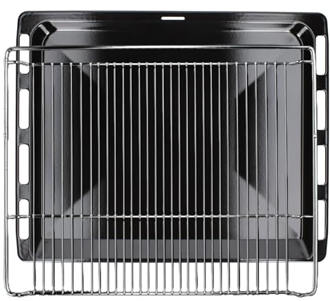 Backblech 465x375 emailliert Set mit Grillrost 46,5 x 37,5 kompatibel mit Bosch Siemens Backofen Tief Blech 662999 00662999 17008354 Gitterrost 574876 00574876 für Herd ofen