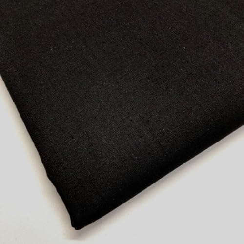 100% Cotton Plain Fabric – 60 Inch Wide 150cm Wide 150GSM Material – for Sewing, Quilting, Curtain Linings, Dressmaking, Pillowcases & Totes – 10 Colors (Black, 1 Metre)