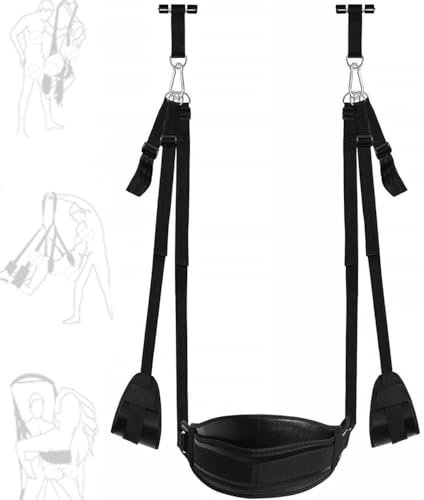 HUNTVE Balançoire de yoga de porte pour couple avec siège, Accessoire de yoga de porte suspendu (noir)