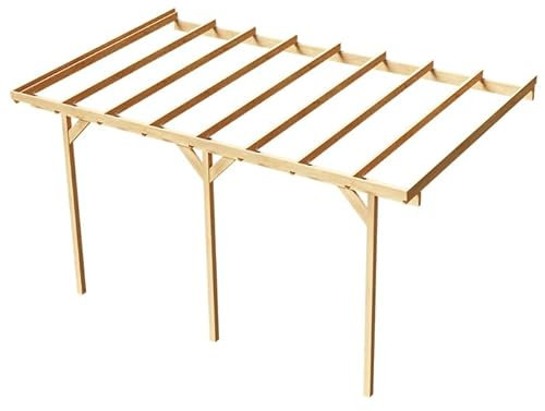 Wood & Play Wandgaragenunterstand aus Holz - Hochwertige Verarbeitung - Selbstmontage - Stabil und langlebig - Solide Basis - Vielseitig einsetzbar - 350 x 604 cm