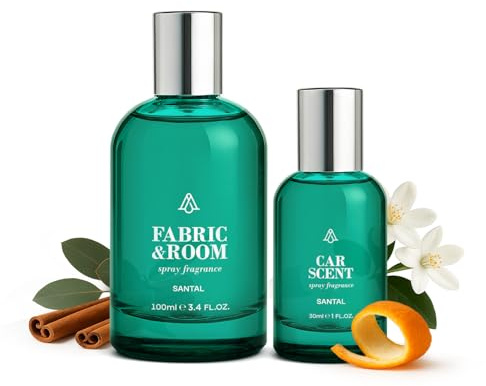 AromaPlan Natural Santal Room Spray & Car Fragrance Kit-Concentrated, Non-Toxic, Odor Eliminator & Long Lasting- Room Spray Air Freshener-Home, Car, Fabrics- 5 Star Hotel Scent Fragrance (100&30 ml)
