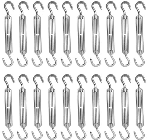 GBACHOOSE 20 Stück Seilspanner Edelstahl M5, Spannschloss mit Haken, Spannschloss M5, Seilspanner Edelstahl, Spannhaken Edelstahl für Seil, Wäscheleine, Gartendraht, Markisen