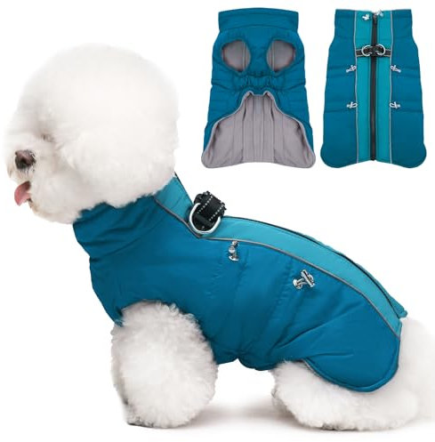 Katzinst Hundemantel Winter, Ärmellose Hundejacke mit Durch Verstellbare Gummizüge, Rutschfester Reißverschluss Reflektiert, Hundemantel für Kleine Hunde, Chihuahua, Grün, XS