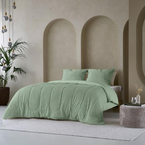 Zelesta Groovebed Couette Teddy Sans Housse Moelleuse Hypoallergénique - Linge de Lit d'Hiver et d'Été (Green, 200x200 Cm)