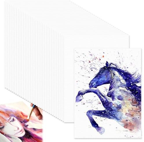 50 Blatt Aquarellblock A4 Weiß Aquarell Papier 230g/m² Watercolor Paper zum Basteln und Gestalten, Zeichenpapier für Aquarell Gouache Acryl Zeichnen, Malpapier für Kinder Studenten Künstler Zeichnen
