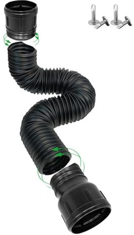 Expandable Guttering Drain Pipe, 150cm Flexible Rainwater Downspout Extension, Adjustable Guttering Rainwater Kit, Durable Guttering Pipes and Fittings for Lawns, Gardens, Yards, Cement Floors - 1PCS