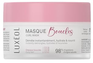 Luxéol - Masque Cheveux Bouclés - Nourrit, Hydrate & Démêle Instantanément Les Boucles - Limite les Frisottis - Parfum Gourmand - Méthode Curly Hair - Sans Silicones - Fabriqué en France - 200 ml