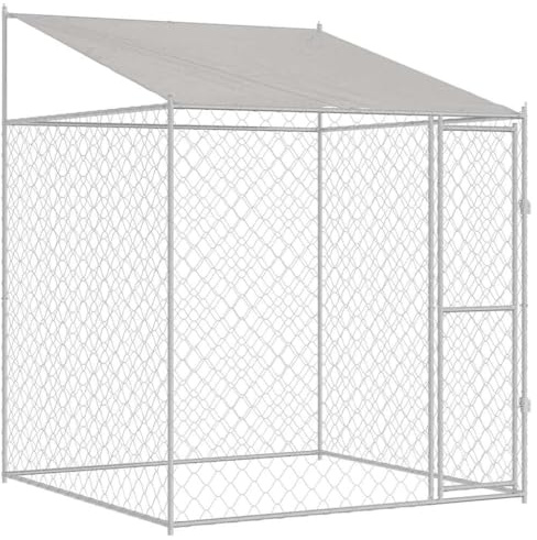 vidaXL Jaula para Perro con Techo Plateado 200 x 200 x 258 cm