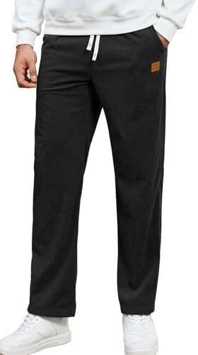 Curluriy Pantalones de Pana para Hombre Casual Pantalón de Holgados con Elástico Bolsillos con Cordón Ligero