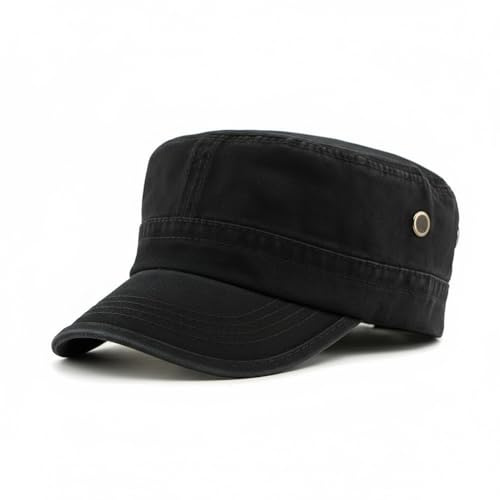 PTDTSHOU Army Cadet Cap for Men Women Military Flat Top Cap Adjustable Cotton Basic Baseball Cap