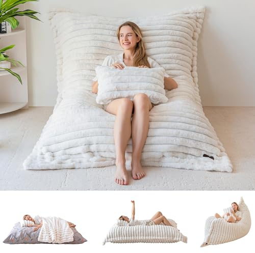 MAXYOYO Sittsäck XXL, päls gamingfåtölj för vuxna och barn, jättesaccosäck med fluffig skumfyllning för vardagsrum, sovrum 150 x 203 cm