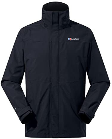 Berghaus Men's Hillwalker 3-in-1 Gore-Tex Waterproof Jacket, Durable, Breathable Rain Coat, Black, L