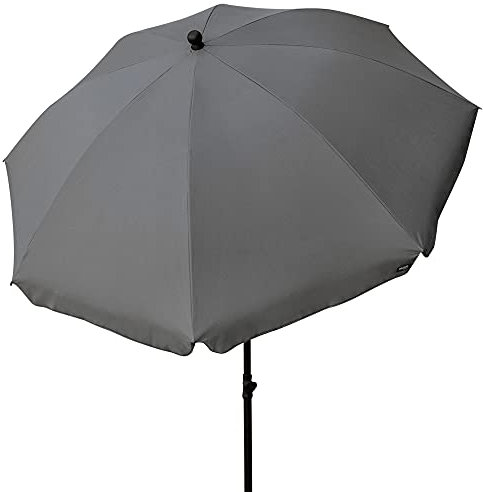 AKTIVE Parasol de Jardin, avec Protection UV30, Ø240 cm, Gris, Mât 28-32 mm, Mât Flexible, Hauteur Réglable, Grands Parasols, Jardin