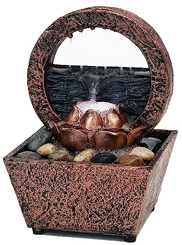 Newport Coast Collections 7 H Bronz Lotus LED Water Fountain (No Adapter)
