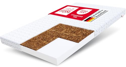 FDM Baby Coco MAX 80 x 180 cm Schaumstoffmatratze Kokos Matratze 10 cm Höhe Kindermatratze Härtegrad H2/H3 (Mittelweich/Mittelhart) Bezug Zweiseitig Abnehmbar Waschbar