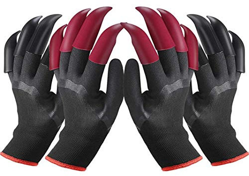 IME Garden Gloves with Claws Waterproof Gardening Gloves for Digging Planting Farm, Working Gloves with 8 Claws Best Choice for Garden 2 Pairs