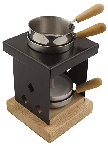 Räucherstövchen aus Metall mit stilvollem Design – Holzsockel – Design „Arian“ – H 8,5 cm