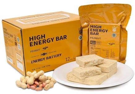 Peanut Flavour High Energy Biscuits, Emergency Food, 12 Pack, 6840 Kcal | 20-Year Shelf Life, Individually Wrapped & Ready to Eat. Ideal for Emergency Storage, Hiking, Camping and Car Kits