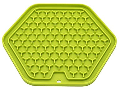 Leckmatte LadiMat aus Silikon, Hexagon, Schleckmatte für Hunde und Katzen, Leckerli-Matte