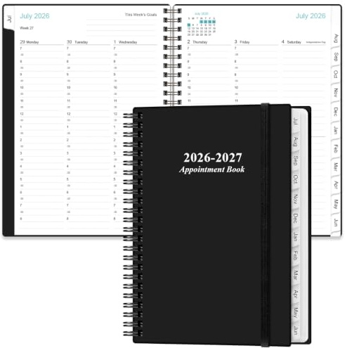 2026-2027 Appointment Book & Planner - Hourly Planner from July 2026 - June 2027, Weekly Appointment Book 2026-2027 with 30-Minute Interval, 6.4 x 8.5, Black