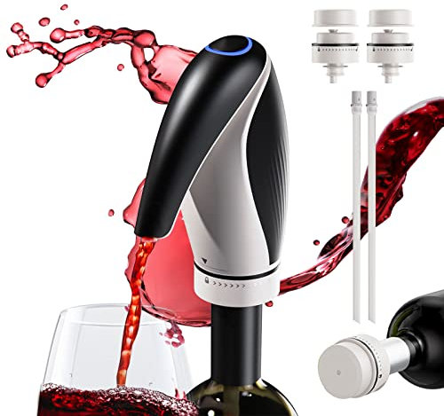 Carafe à Vin Électrique, Aérateur de Vin Automatique, Carafe Rechargeable Intelligente Pour Les Fêtes de Famille Avec 2 Bouchons de Vin, Noir