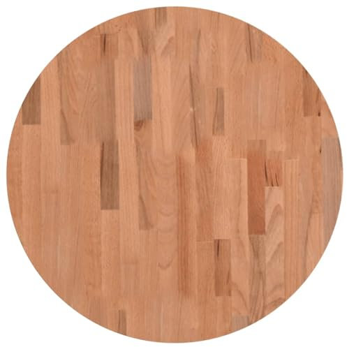 Gecheer Tischplatte Massivholzplatte Holzplatte Ersatztischplatte Holz Platte für Esstisch Couchtisch Ø60x1,5 cm Rund Massivholz Buche