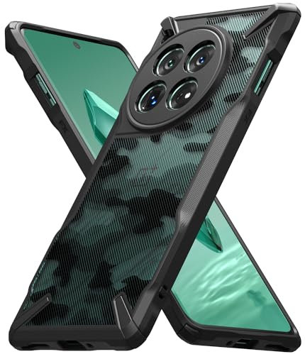 Ringke Fusion-X Compatible con Funda OnePlus 12, Resistente a Caídas Carcasa Protetora Militar con Parachoques Resistente Impactos - Camo Black