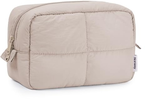 Narwey Puffy Makeup Bag Travel Toiletry Bag, Quilted Cosmetic Bag for Women