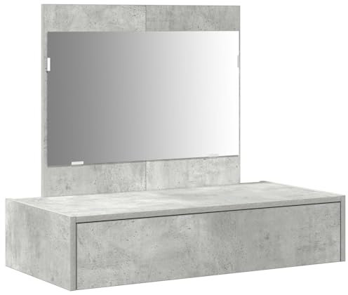 vidaXL Modernt sminkbord med spegel i betonggrå finish, gott om förvaring, perfekt för sovrum och smink, 83 cm x 40 cm x 70 cm, MDF-material, stilren design, unisex vuxna, groomingmöbler