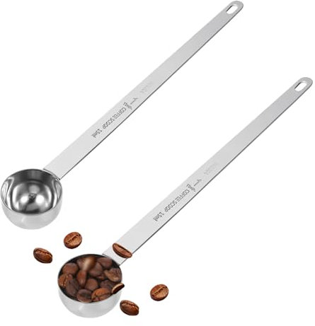 2 Stück Messlöffel Edelstahl, Kaffeelöffel Edelstahl Rostfrei 15ml Kaffee Mess-Sets mit Langem Griff, Präzise 1 EL Löffel für Gemahlenen Kaffee, Losen Tee, Milchpulver und Gewürze