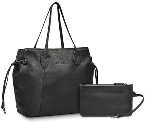 STILORD Camelia 2pcs Set Bolso Shopper Mujer Piel con Monedero Carteras Elegante y Moderna Hobo Bolsos Bandolera Tote Ideal para Trabajo y Ocio para Señoras Color:Negro