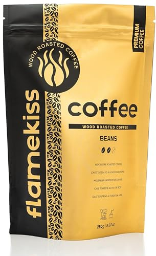 Flamekiss Coffee Beans 250 g - Premium Artisan Wood Fire Roasted Arabica and Robusta Espresso Beans for a Rich Aromatic Whole Bean Coffee Experience