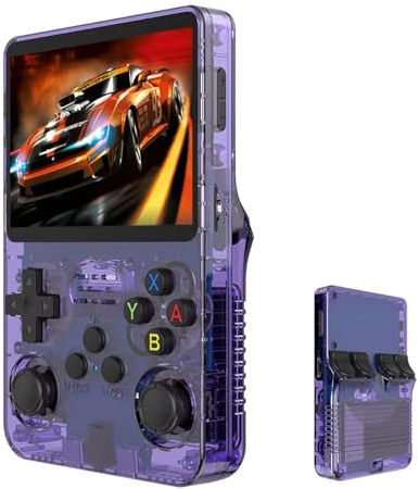 Consola Retro Portatil con 15000/21000 Juegos Preinstalados-Videoconsola R36 con Tarjeta SD 64GB/128GB - Mini Consola Retro con Funda Protectora y Cargador-Maquinita de Videojuegos(Purple,64G)