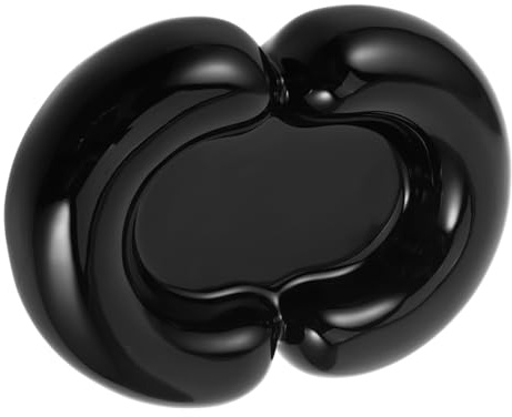 IMIKEYA Plat à Bijoux Céramique Plateau de Rangement pour Bijoux Assiette Décorative Coupelle à Souvenirs Porte-boucles Oreilles Organisateur Plateau à Parfums Noir
