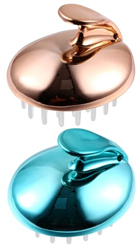 WEKADRIN Masajeador de Cuero Cabelludo 2 Piezas Diseño Creativo Material Aleación y Pe, Promueve la Circulación y Facilita el Almacenamiento para Baño y Lavado de Cabello