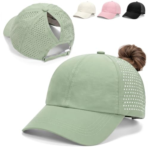 Kanzith Ponytail Baseball Cap for Women, High Messy Bun Ponycap Running Hat, Quick Drying Mesh Summer Outdoor Sports Adjustable Hat