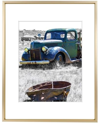 Golden State Art, 11x14 Gold Picture Frame Displays Photo 8x10 with Mat or 11 x 14 Without Mat for Wall Mounting, Classic Satin Aluminum Frames with Real Glass (Pack of 1)