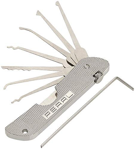 PEARL Schlossöffner: Lockpicking-Werkzeug mit 7 Dietrichen & Spanner, Edelstahl (Schlossöffner Set, Multipick, Einbruchswerkzeug für Schlösser)