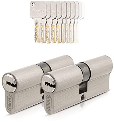 GERCAR Pro 2 cilindros de cierre 40/40 con cierre uniforme, juego de 2 cilindros de perfil con 10 llaves, cerradura de 80 mm, 2 cilindros – Longitud: 80 mm, A: 40 B: 40 – Latón Macizo