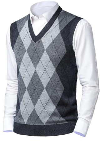 Btmpmcs Suéter Chaleco para Hombre Jersey sin Mangas con Cuello en V Lana Cómodo Cárdigan De Punto Otoño Invierno Hidalgo Prendas de Punto Esencial Jersey Chaqueta Pullover